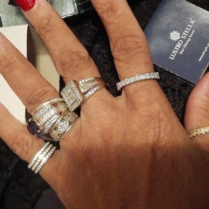 4MM AUTHENTIC PRINCESS CUT LUSTRO STELLA ETERNITY WEDDING BAND RING 8 GIFT 🎁